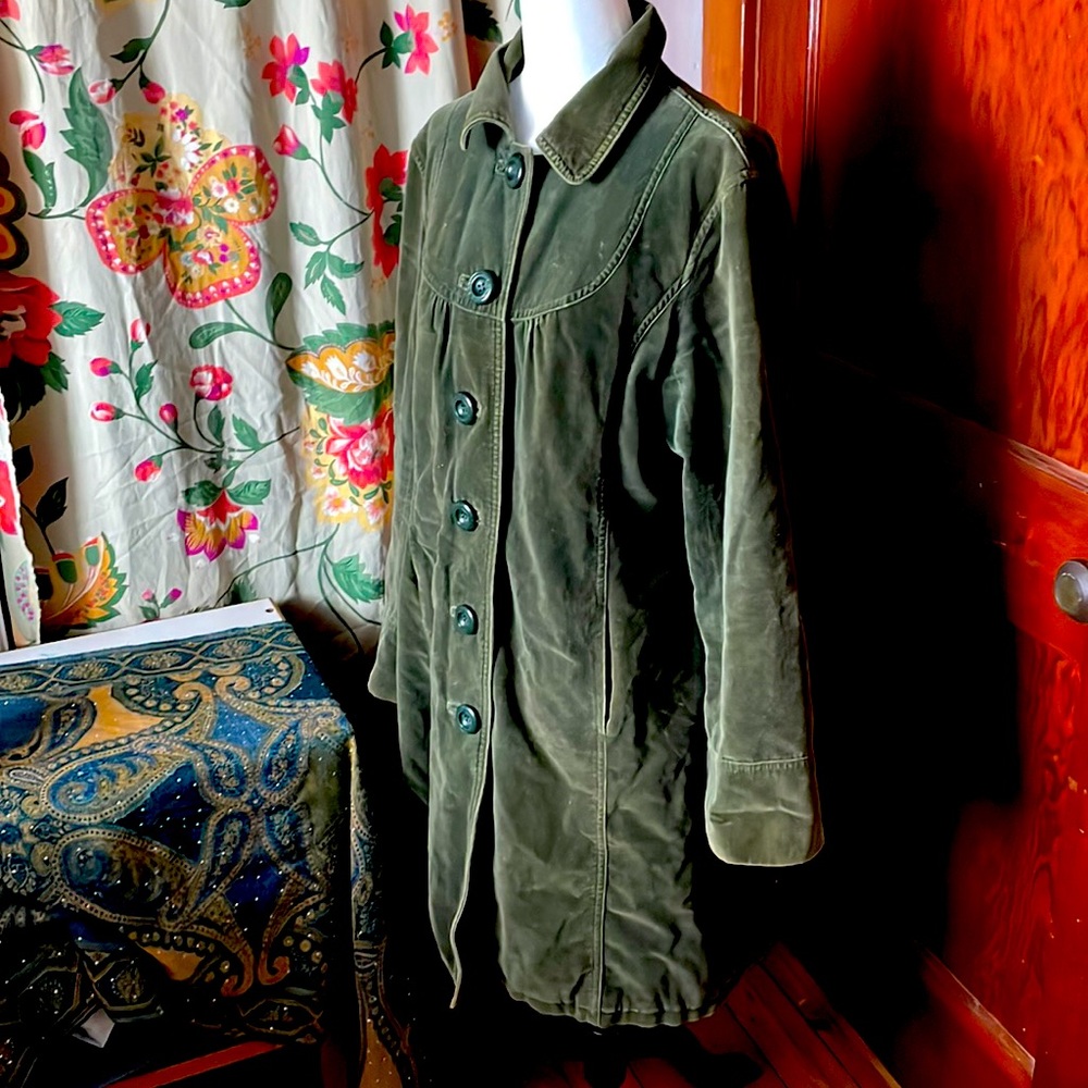 Bottle green Velvet Monsoon 🇬🇧 cottage core coat